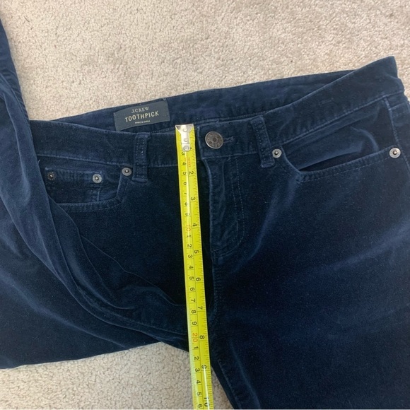 J. Crew blue velvet toothpick pants Sz 28T - Picture 8 of 12